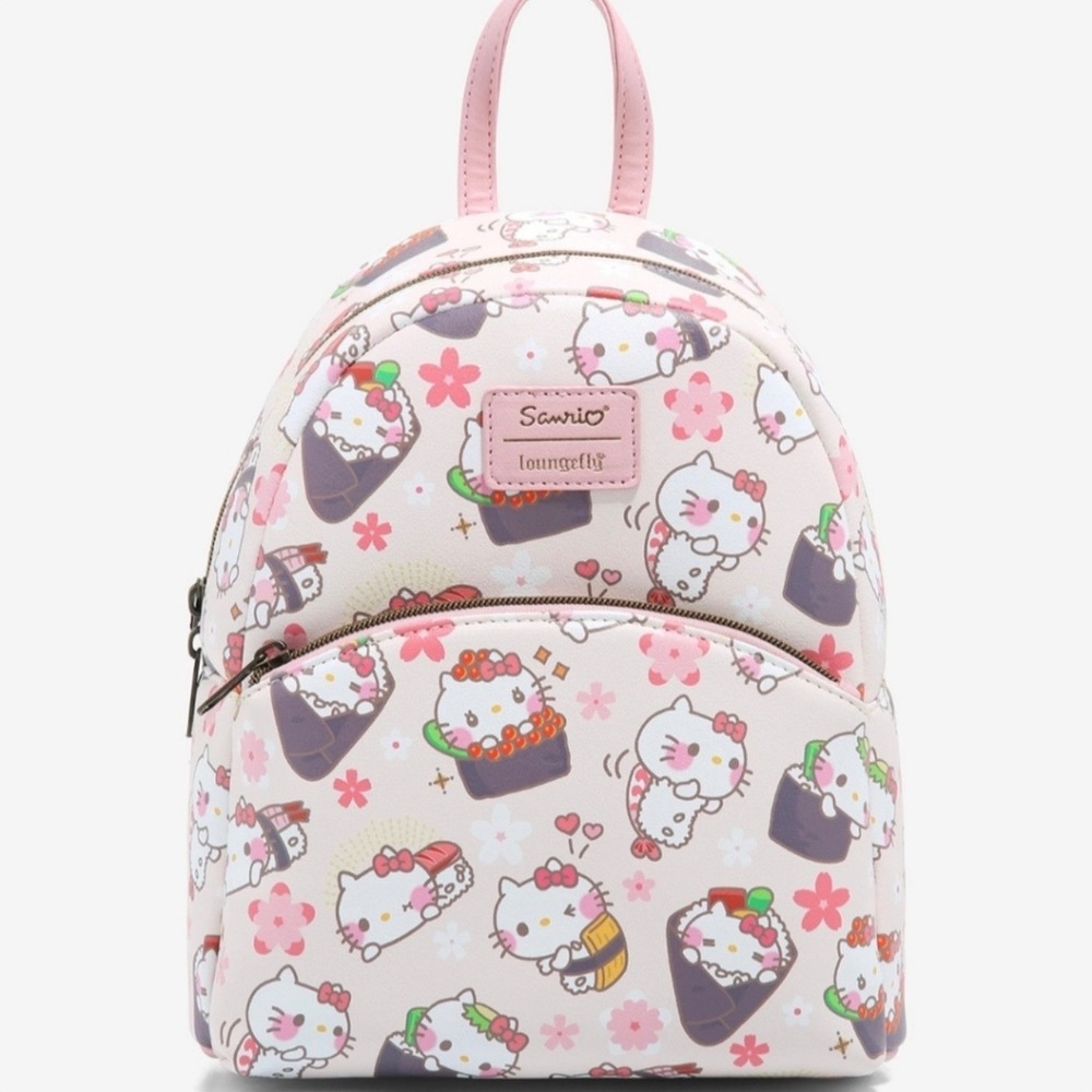 Loungefly Sanrio Hello Kitty Sushi Mini Backpack Pink Faux Leather Bag Cute